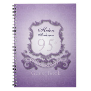 Caderno Espiral 95th GuestBook do costume do vintage da celebraç