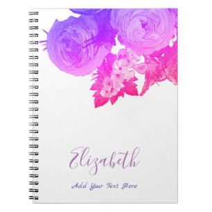 Caderno Espiral A aguarela elegante do modelo floral floresce