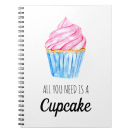 Caderno Espiral a aquarela que você só precisa é rosa cupcake