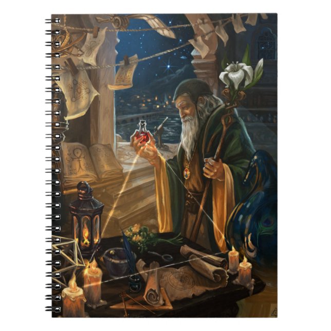 Caderno Espiral A carta do Tarot do Eremita - arte mágico fantásti (Frente)