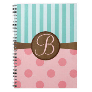 Caderno Espiral A cerceta cor-de-rosa das bolinhas listra o