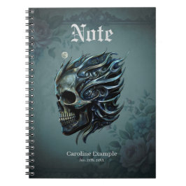 Caderno Espiral A Chama da Vida: Um Design de Caveira.