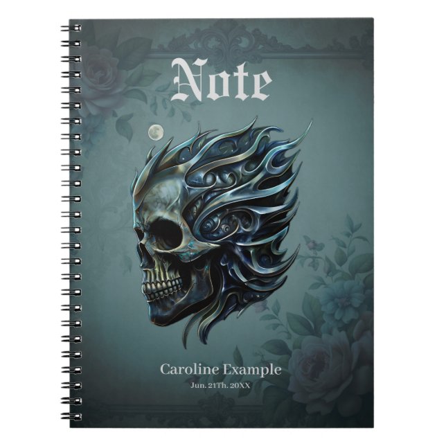 Caderno Espiral A Chama da Vida: Um Design de Caveira. (Frente)
