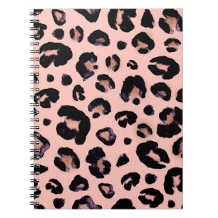 Caderno Espiral A cinza preta de Leopardo-da-neve beige um fundo s