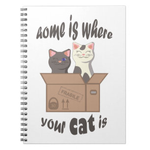 Caderno Espiral A citação engraçada de Home é onde seu gato está