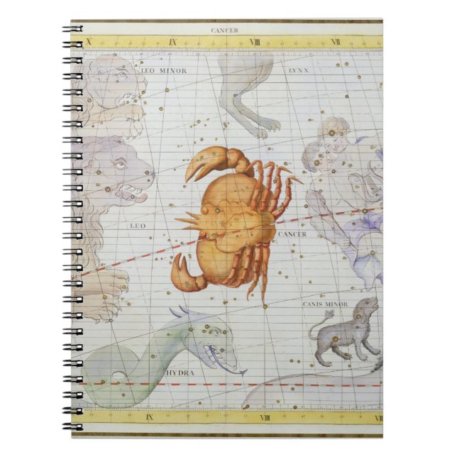 Caderno Espiral A constelação de cancer, chapeia 4 'do atlas Coele (Frente)