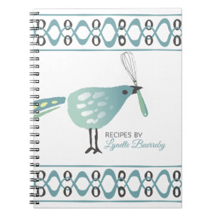 Caderno Espiral A cozinha bonito do pássaro whisk o livro de