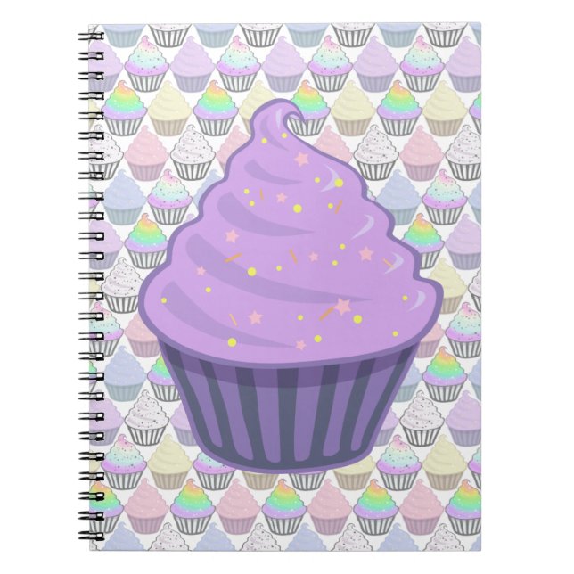 Caderno Espiral A crosta de gelo roxa bonito do redemoinho do (Frente)