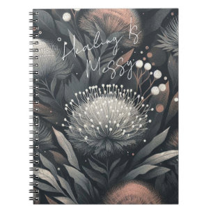 Caderno Espiral A cura é uma bagunça - Arte Botânica de Bloom da M