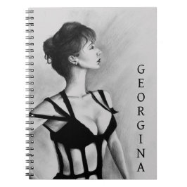 Caderno Espiral A Dama Mulher Sexy Vestido Preto Retrato Arte