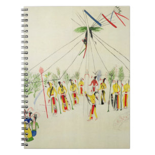 Caderno Espiral A dança de Sun do Shoshone (pigmento na musselina
