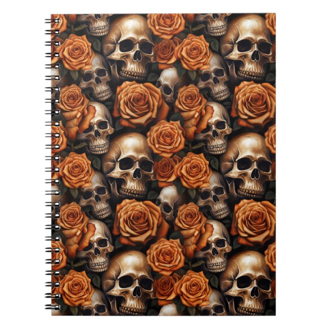 Caderno Espiral A Design 9 da Série Skull e Rosa (Frente)