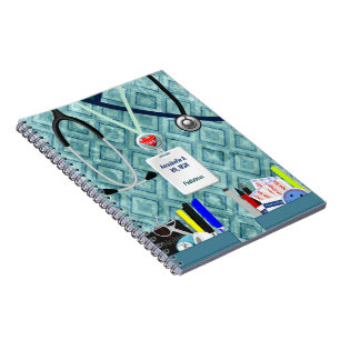 Caderno Espiral A enfermeira personalizada Pockets o azul & a