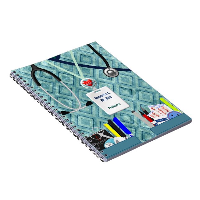 Caderno Espiral A enfermeira personalizada Pockets o azul & a (Lado Direito)