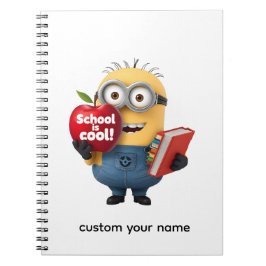 Caderno Espiral A Escola é Legal | Minion com Maçã Nome Personaliz