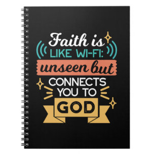 Caderno Espiral A Fé é Como WiFi Citação Divertida Arte Cristã