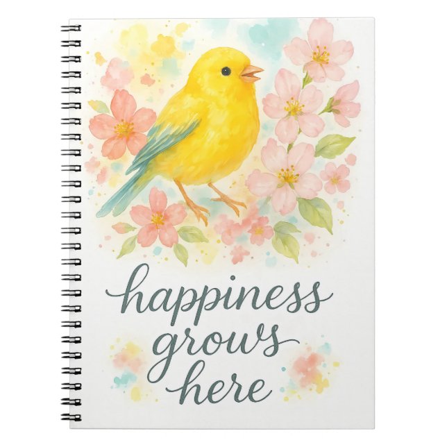 Caderno Espiral A Felicidade Cresce Aqui  (Frente)