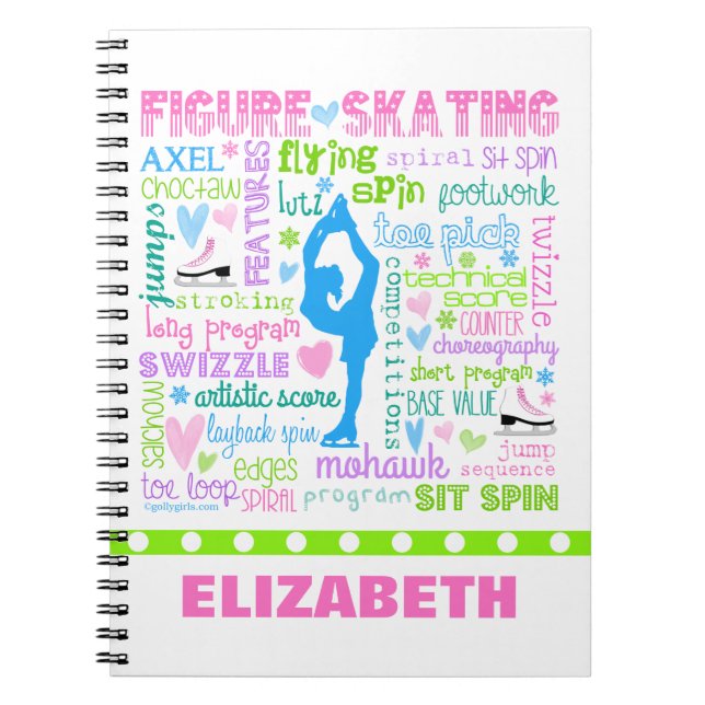 Caderno Espiral A figura patinador Pastel personalizada exprime a (Frente)