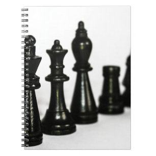 Caderno Espiral A figura preta da xadrez remenda a perspectiva