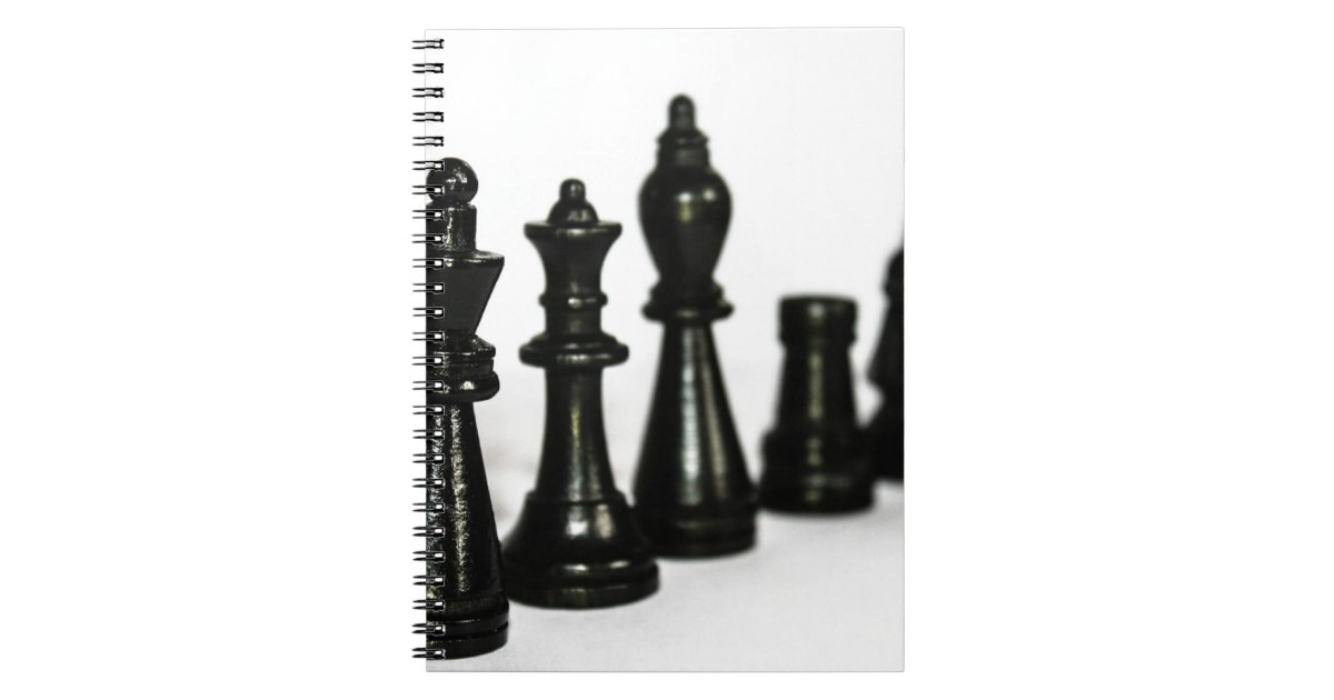 Caderno Espiral Rainha negra e peças de xadrez do rei