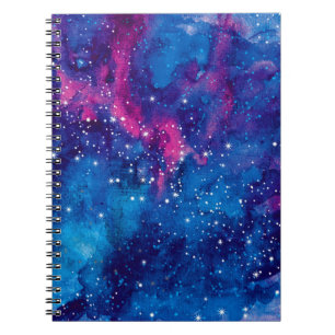 Caderno Espiral A galáxia espacial aquarela céu noturno com estr