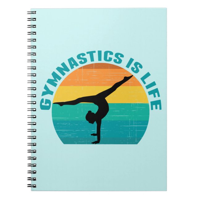 Caderno Espiral A ginástica é a vida Linda Gymnast Teal (Frente)