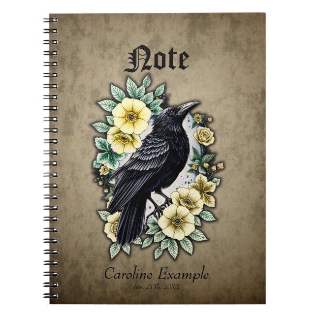 Caderno Espiral A graça e a elegância do corvo. (Frente)