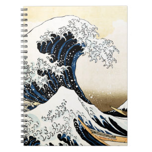 Caderno Espiral A Grande Onda de Kanagawa Hokusai, arte japonês