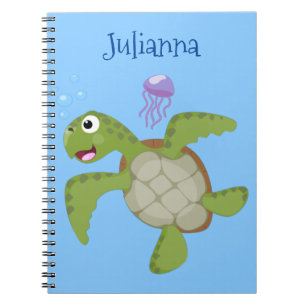 Caderno Espiral A ilustração do desenho animado feliz da tartaru