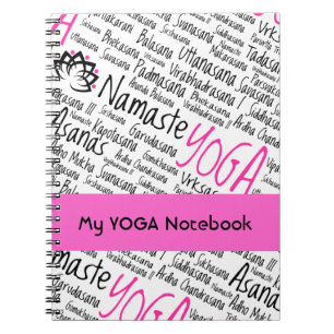 Caderno Espiral A ioga de Namaste posiciona nomes sânscritos das