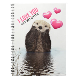 Caderno Espiral A Lontra Bonita com Corações Rosa Te Ama Pun