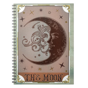 Caderno Espiral A Lua Vintage Tarot Card Celestial Art