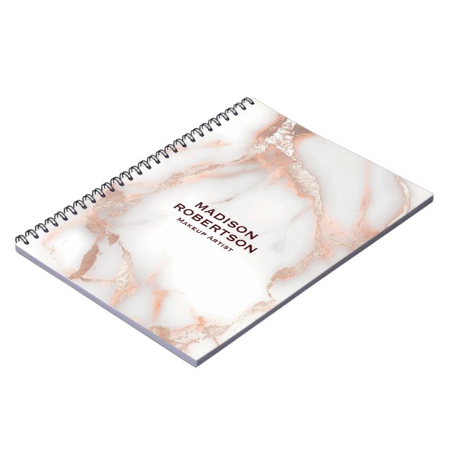 Caderno Espiral A luxurious rose-gold marble background (Left Side)