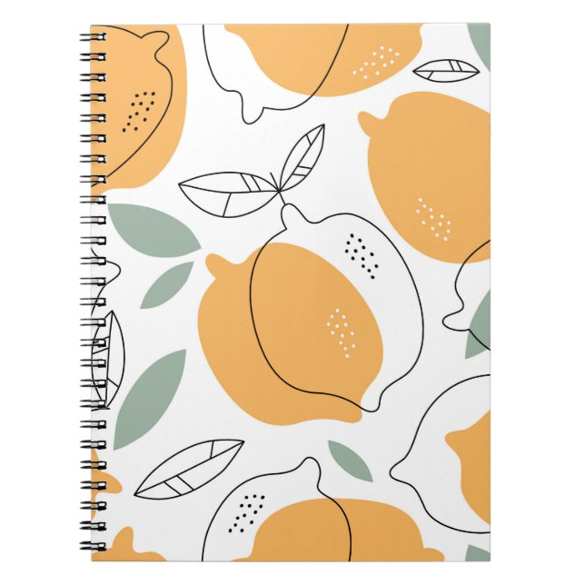 Caderno Espiral A mão desenhou os limões. Padrão sem costura com (Frente)