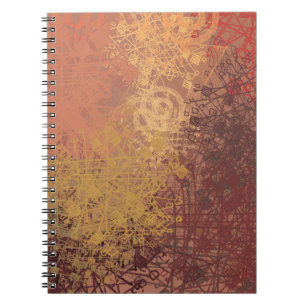 Caderno Espiral A mão fez arte. Textura colorida. Trabalho de arte