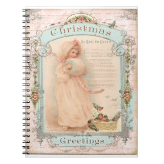 Caderno Espiral A Menina Pastel Christimas Estilo Vintage Rosa