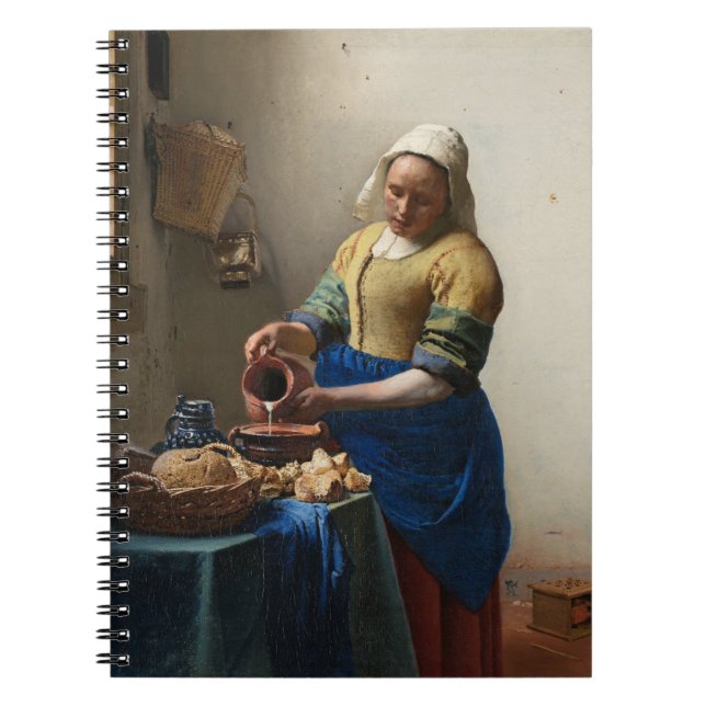 Caderno Espiral A Milkmaid de Johannes Vermeer, c. Serviço 1660 (Frente)
