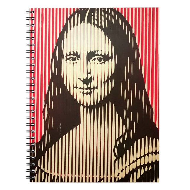 Caderno Espiral A Mona Lisa no estilo de ilusão óptica BAUHAUS (Frente)