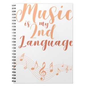 Caderno Espiral A música é minha música da língua da segunda