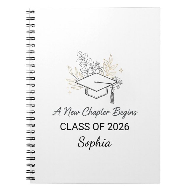 Caderno Espiral A New Chapter Begins Class of 2026 Personalized (Frente)