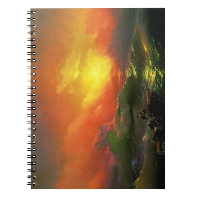 Caderno Espiral A Nona Onda (Mar de Tempestade com Sunset Vermelho (Frente)