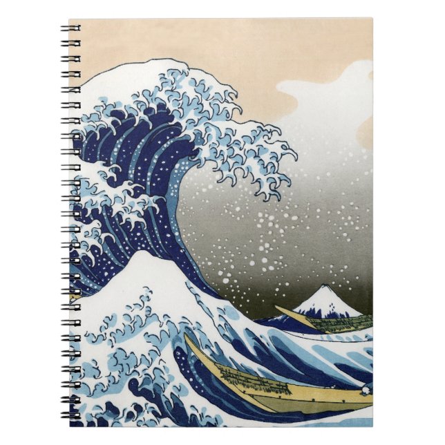 Caderno Espiral A Onda de Excelente de Kanagawa (Frente)