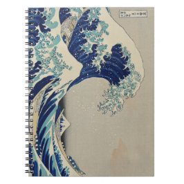Caderno Espiral A onda de Excelentes de Hokusai em Kanagawa (1760-
