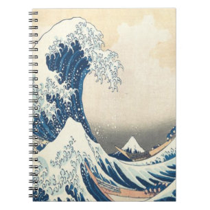 Caderno Espiral A onda do Excelente de Kanagawa Ukiyo-e Japonês