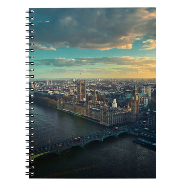 Caderno Espiral A paisagem urbana de Londres com Sunset (Frente)