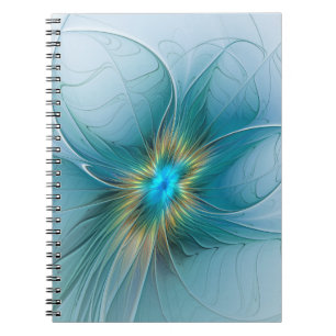Caderno Espiral A pequena bela flor Dourada azul moderna