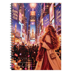 Caderno Espiral A Pequena Garota Viajante Ano Novo em Nova York