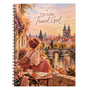 Caderno Espiral A Pequena Menina Viajante Praga Hora Dourada