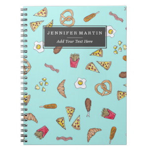 Caderno Espiral A pizza das ilustrações da aguarela de Foodie