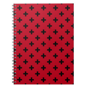 Caderno Espiral A polca preta cruza a vermelho
